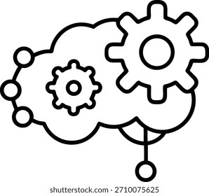 Um ícone de arte moderna mínima de uma nuvem, combinado com engrenagens e nós conectados, simbolizando a integração da IA da automação da computação em nuvem e o processamento inteligente do sistema.