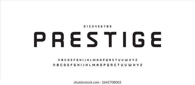 Minimal modern logo alphabet font. Typography abstract minimalist sans serif technology, electronic, digital, music, movie, creative logos fonts. vector illustration.