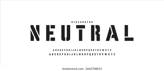 Minimal modern logo alphabet font. Typography abstract minimalist sans serif technology, electronic, digital, music, movie, creative logos fonts. vector illustration.