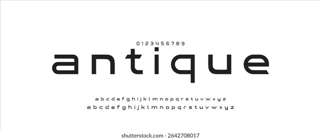 Minimal modern logo alphabet font. Typography abstract minimalist sans serif technology, electronic, digital, music, movie, creative logos fonts. vector illustration.