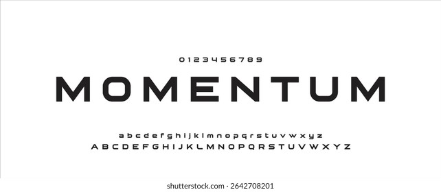 Minimal modern logo alphabet font. Typography abstract minimalist sans serif technology, electronic, digital, music, movie, creative logos fonts. vector illustration.