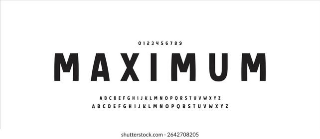 Minimal modern logo alphabet font. Typography abstract minimalist sans serif technology, electronic, digital, music, movie, creative logos fonts. vector illustration.