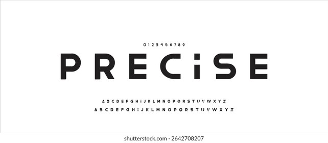 Minimal modern logo alphabet font. Typography abstract minimalist sans serif technology, electronic, digital, music, movie, creative logos fonts. vector illustration.