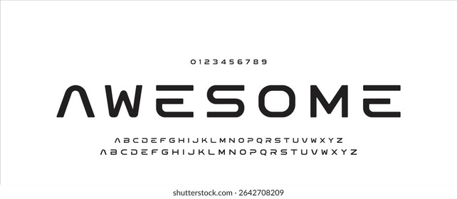 Minimal modern logo alphabet font. Typography abstract minimalist sans serif technology, electronic, digital, music, movie, creative logos fonts. vector illustration.