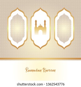 Minimal modern luxury Ramadan Kareem greeting post card and template banner design. Vector Illustration