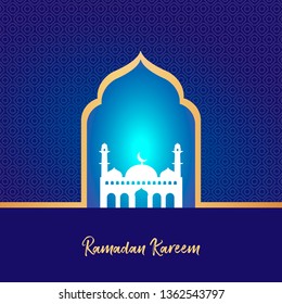 Minimal modern luxury Ramadan Kareem greeting post card and template banner design. Vector Illustration