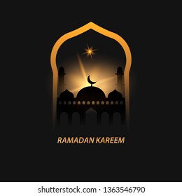 Minimal modern luxury Ramadan Kareem greeting post card and template square banner design. Vector Illustration