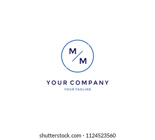 Minimal Modern MM in Line Circle Logo Design
