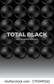 Minimal modern poster or cover design template with 3d black and white balls. Trendy abstract background. Vector illustration. 