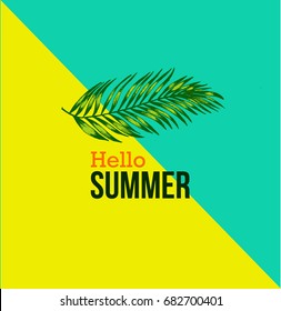 Minimal modern poster hello summer on diagonal background