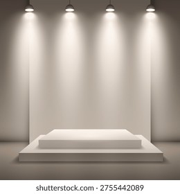 Minimal modern presentation background with an empty display podium 