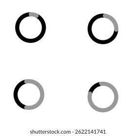 Minimal and modern progress button icon in vector format. This user interface (UI) element features a circular or linear progress indicator integrated into a button design, ideal for loading animation