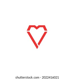 Minimal modern red heart vector logo design