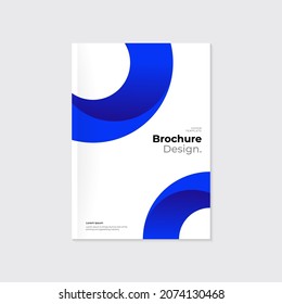 Minimal modern style brochure, leaflet template. Navy blue rounded abstract arc shapes on white background.