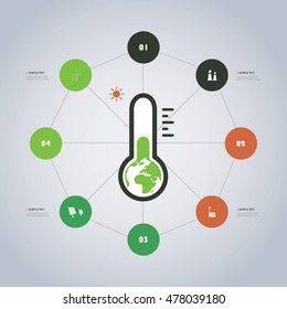 Minimal Modern Style Eco Infographics Timeline Design with Circles - Global Warming