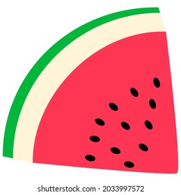 Minimal, modern style graphic vector illustration of a triangle shaped slice of a delicious melone