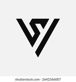 Minimal modern SV VS letter logo with triangle shape, sleek design for branding and corporate identity.