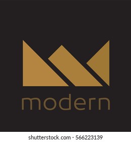 Minimal Modern Triangle Crown Logo Icon