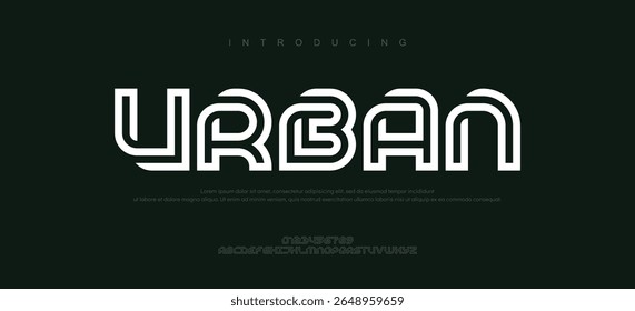 Mínimo urbano moderno Doble fontes linha para logotipo, marca etc. Tipografia fonte maiúscula minúscula e número. ilustração vetorial