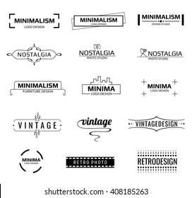 Minimal modern vector logos. Minimal line emblems or minimal labels vector set