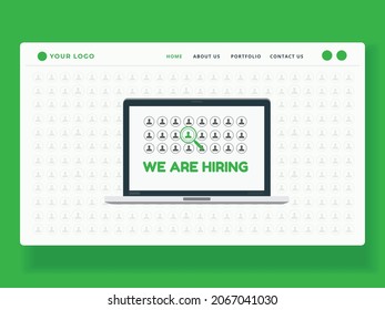 Minimal and modern website UI design for Human Resource company or professional with hiring communication in a laptop device
