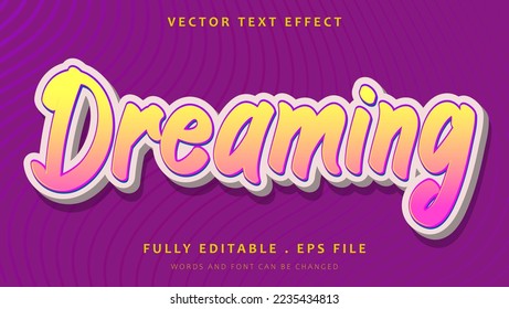 Minimal Modern Word Dreaming Editable Text Effect Design. Effect Saved In Graphic Style