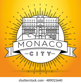 Minimal Monaco City Linear Skyline with Typographic Design