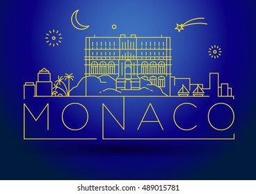 Minimal Monaco City Linear Skyline with Typographic Design