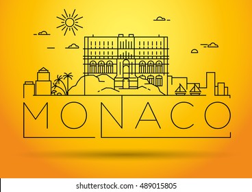 Minimal Monaco City Linear Skyline with Typographic Design