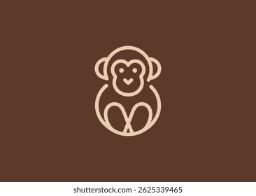 Minimal monkey line logo for playful, smart, or creative identity.