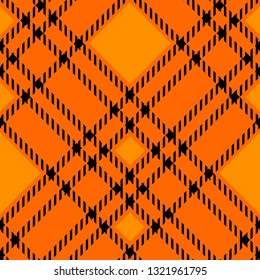 Minimal monochrome black orange seamless tartan check plaid pixel pattern for fabric designs. Gingham vichy pattern background. eps10