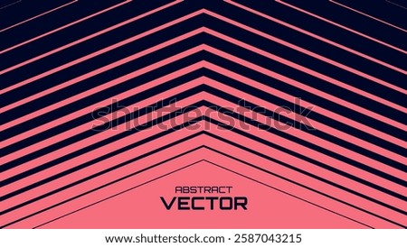 Minimal Monochrome Color Background with Arrow Pointing Up. Striped Transition from Red to Black Abstract Strict Lines. Simple Pattern. Vector Illustration.