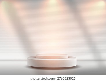 Minimal monochrome display background with an empty podium under spotlights 