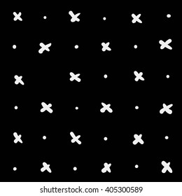 Minimal monochrome hand drawn pattern cross