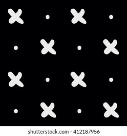 Minimal monochrome hand drawn pattern cross