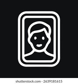 A minimal monochrome portrait icon set against a dark background offering a clean modern aesthetic perfect for user interface design and application development