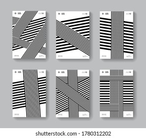Minimal monochrome poster vector design. Abstract striped pattern.
