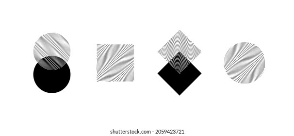 Minimal monochrome wavy logo template. Trendy linear design elements. Vector illustration.