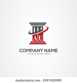 Minimal monogram Letter AU justice law firm logo elements