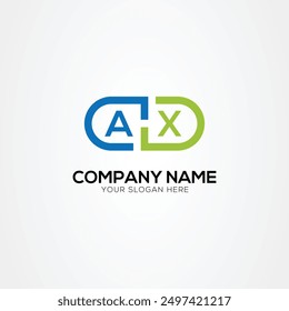 Minimal Monogram Letter AX Medicine Logo Elements