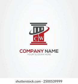 Monograma mínimo Letra CW Elementos del logotipo del bufete de abogados de justicia