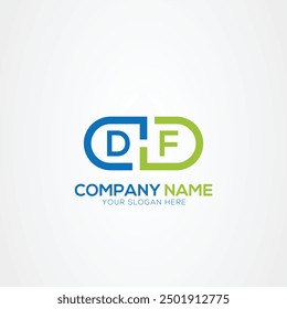 Minimal Monogram Letter DF Medicine Logo Elements
