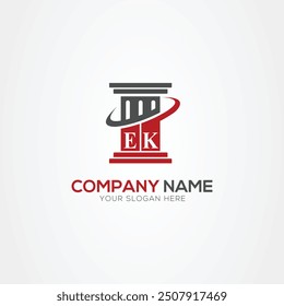 Minimal monogram Letter EK justice law firm logo elements