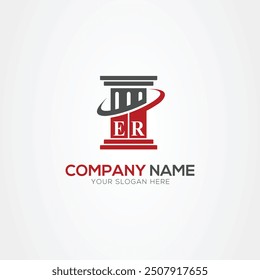 Minimal monogram Letter ER justice law firm logo elements