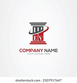 Minimal monogram Letter EV justice law firm logo elements