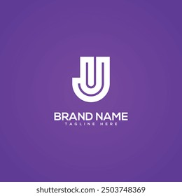 Letra monograma mínima JU UJ Icon Logo. Plantilla de Vector inicial basada.