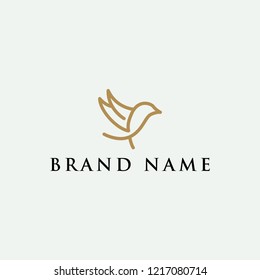 Minimal monoline bird logo design