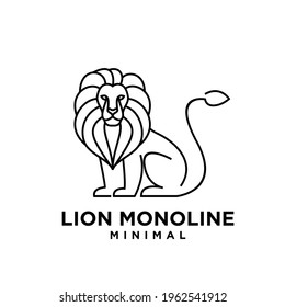 minimal monoline lion vector logo design