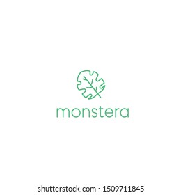 minimal monstera leaf logo design