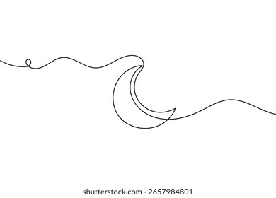 Dibujo minimalista de una línea de luna en Vector de contorno simple y estilo de arte minimalista moderno